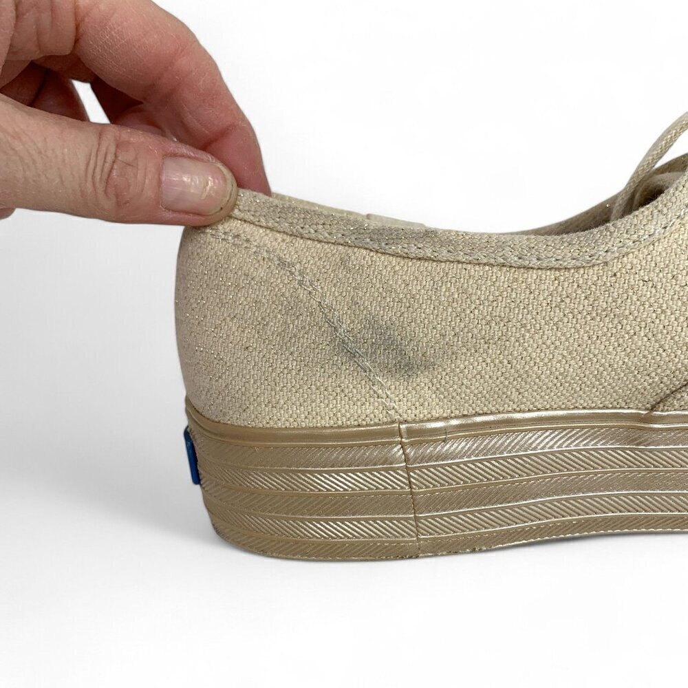 Keds Triple Decker Shimmer Dream Low Top Sneakers Gold/Beige WF59212 Size 9 - Picture 6 of 10